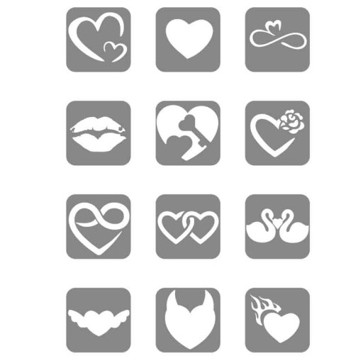 Glitter Tattoo Stencils Love Small