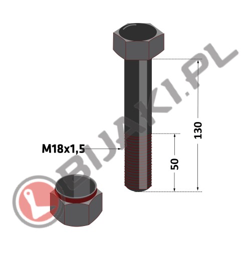 Kalená skrutka M18x130 pre cepovú kosačku 10.9