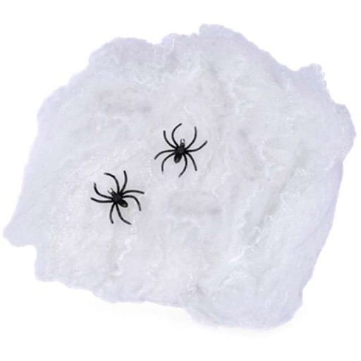 biely nylon SPIDER WEB halloween pavučina na Deň svätého Ondreja a 2 pavúky