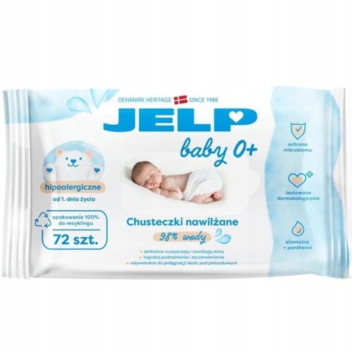 Jelp 0+ vlhčené obrúsky 98% voda pre dojčatá a deti 72 ks