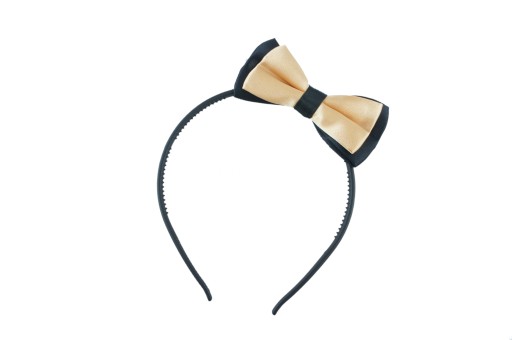 Dvojfarebná čelenka BLACK-BEIGE GOLD BOW