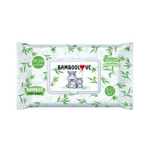 BAMBOOLOVE Bambusové vlhčené obrúsky, 60 ks.