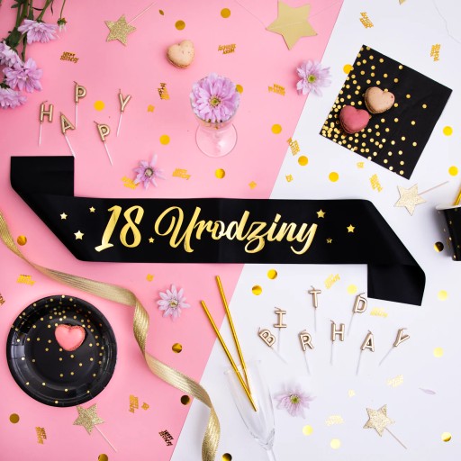 NARODENINOVÁ ŠERPA 18. NARODENINY BLACK SATIN-3460