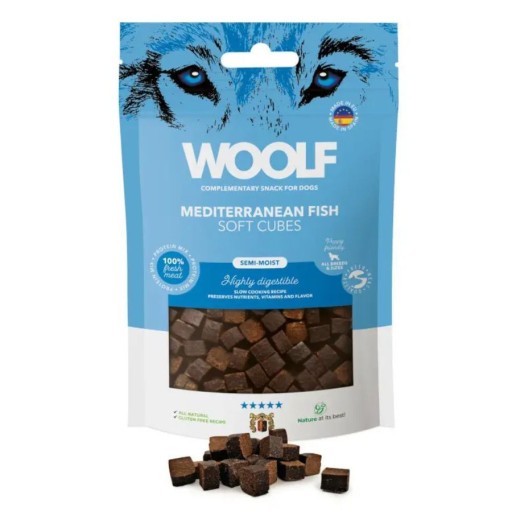 WOOLF prírodná pochúťka, jemné kocky stredomorskej ryby 100g
