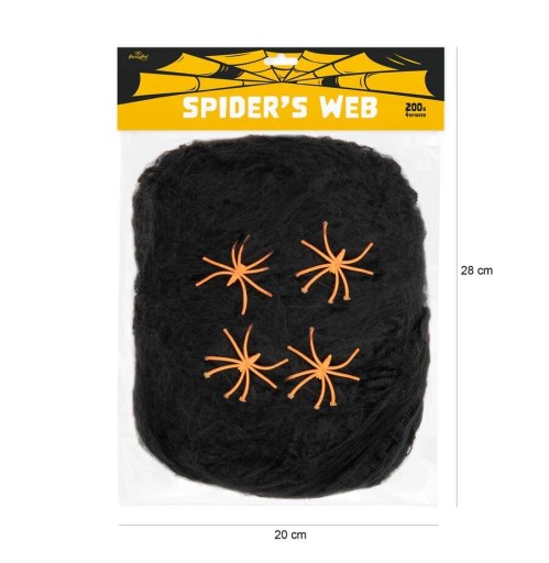 Čierna pavučina s halloweenskymi pavúkmi 200g Web