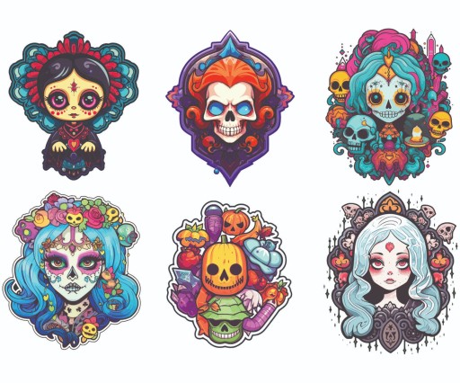 HALLOWEENSKÉ NÁLEPKY NA OKNO Dekorácia Mexický vzor 2, 6 ks