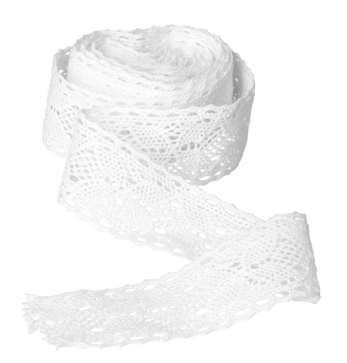TEHLA BAVLNENÁ ČIPKA, BIELA, 4M 4CM