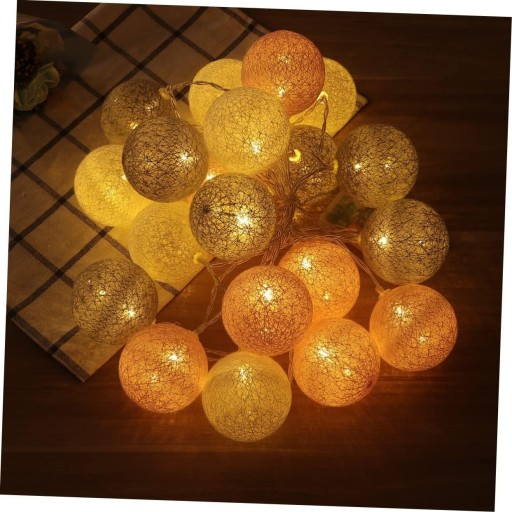 Bavlnené guličky 20 LED 4cm - Svetlá guličky na batérie ružové 3 metre