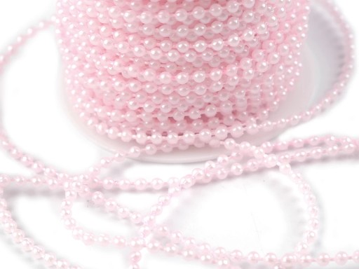 Perličky na šnúrke, 3 mm korálky, stuha