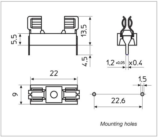 Poistková objímka 5x20mm PTF-15 pre potlač DPS s krytom
