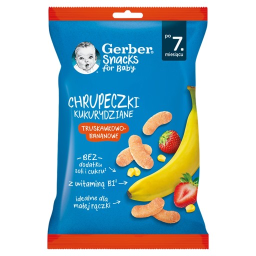 Gerber Kukuričné lupienky jahodový banán 28g