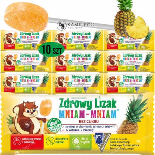 Yum Yum ANANÁSOVÉ LOLLY 10 ks. STARPHARMA VITAMÍNY A MINERÁLY bez cukru