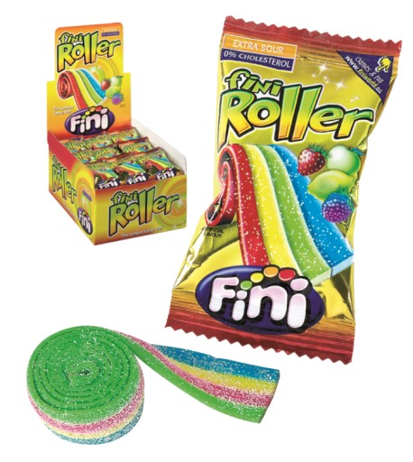 Fini Roller Fizz Fruit Jelly Sour Rainbow Mix Jablko Citrón Čučoriedka 20g