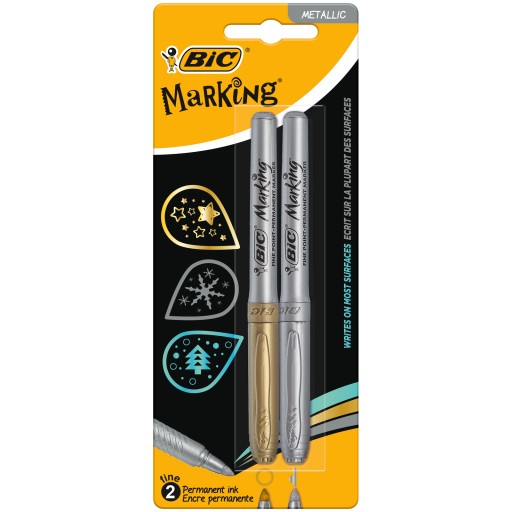 BIC PERMANENTNÝ ZNAČOVAČ METALICKÝ ZLATÝ A STRIEBORNÝ X2