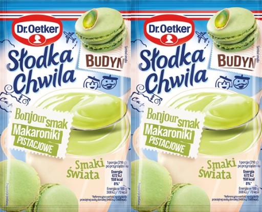 DR. Oetker Słodka Chwila Puding s príchuťou pistáciových makróniek 2 x 43 g