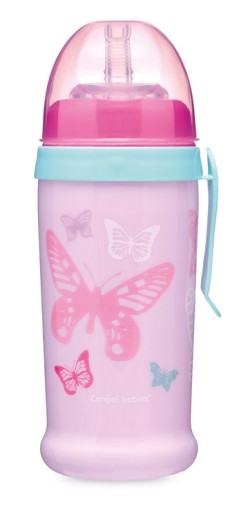 Fľaša na vodu CANPOL, nevylievací pohár s hadičkou, 350ml, 12m+