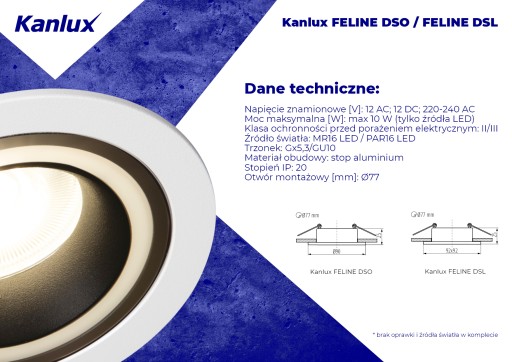 Okrúhle stropné očko Kanlux FELINE DSO B/W, kód 37255