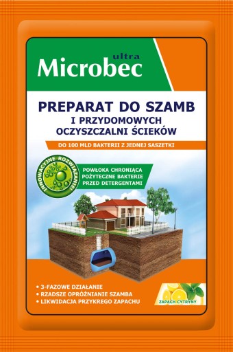 Microbec Ultra prípravok pre septiky, čističky odpadových vôd, vrecúška s citrónom, 25g