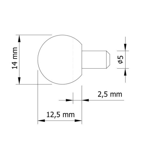 1x Podpera sklenenej police, 5mm kolík, nikel