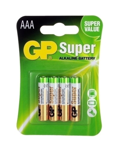 4x GP SUPER R3 AAA 1,5V E95 alkalická batéria