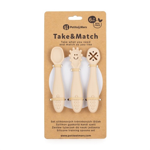 Petite&Mars Sada silikónových lyžičiek na učenie sa jesť, 3 ks