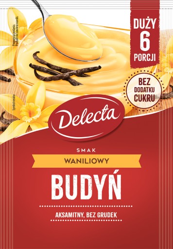 Delecta puding 5 príchutí 10x64g čokoláda, fudge, malina, vanilka, smotana