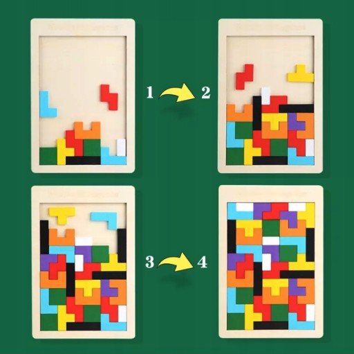 Drevené bloky TETRIS Farebné skladacie konštrukcie Úlohy Vzory 40 ks.