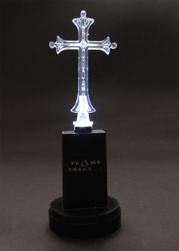 Veľká vložka na sviečky, krížik, LED sviečka, čierna, 18 cm