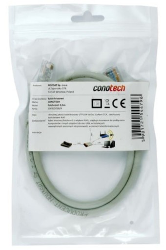 LAN KÁBEL UTP cat.6 PATCHCORD RJ45 - 0,5m