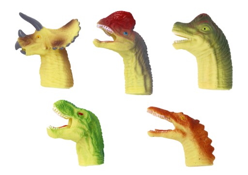 Gumové senzorické figúrky na prstoch dinosaurov 5 ks.