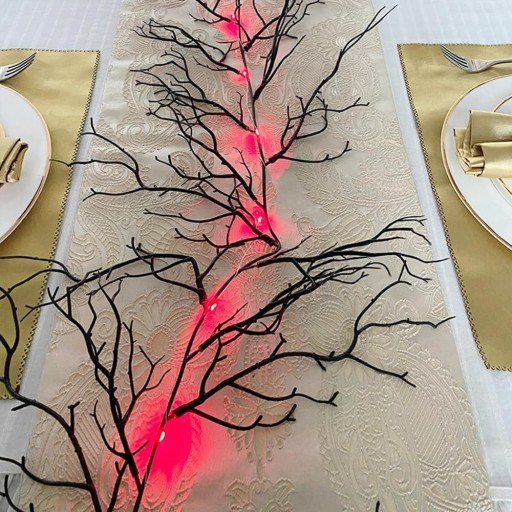 LED girlanda halloweenska dekorácia umelá vetvička 188cm čierna