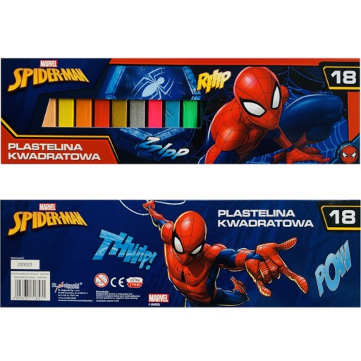 Štvorcová PLASTICÍNOVÁ SADA 18 KUSOV SPIDER-MAN