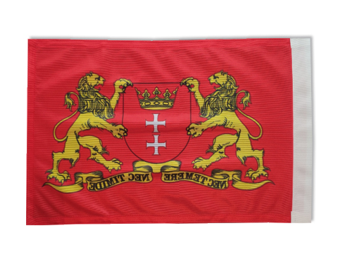 Vlajka GDAŃSK 2 LIONS na stožiari motocykla motorka 30x40 cm