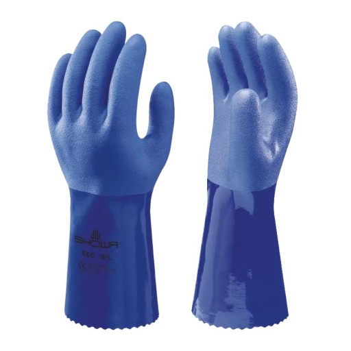 Chemicky odolné, antistatické rukavice Showa 660 PVC Oil (Veľkosť: 9/L)