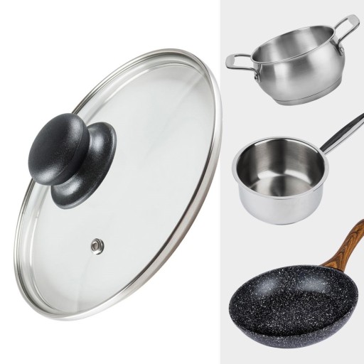 SKLENENÁ pokrievka, pokrievka na hrnce, panvice, panvice, univerzálny gombík, 18 cm