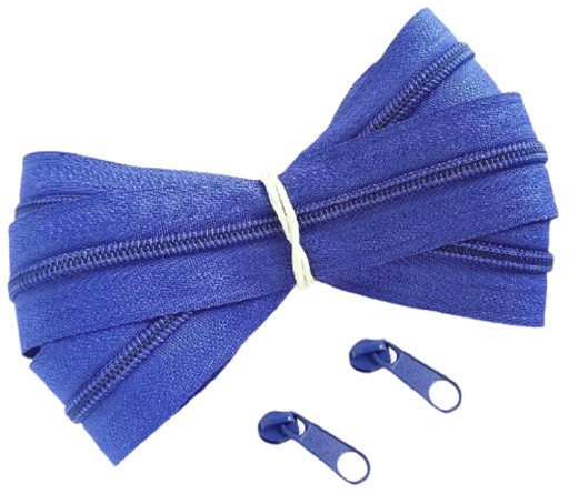 Špirálový zips 3 mm modrý chrpa modrý zips 1 meter + 2 zipsy