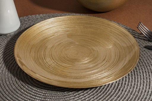 Zlatý sklenený tanier, okrúhly, 21 cm