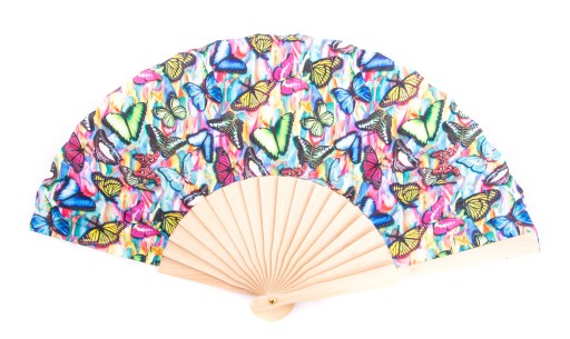 DREVENÝ VENTILÁTOR NA HORÚCE OBDOBIA, ELEGANTNÝ VZOR S MOTÝĽMI, RÔZNE FARBY
