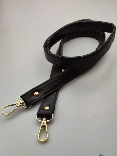 Popruh na kabelku, 20 mm, čierny, so zlatými karabínkami, 120 cm