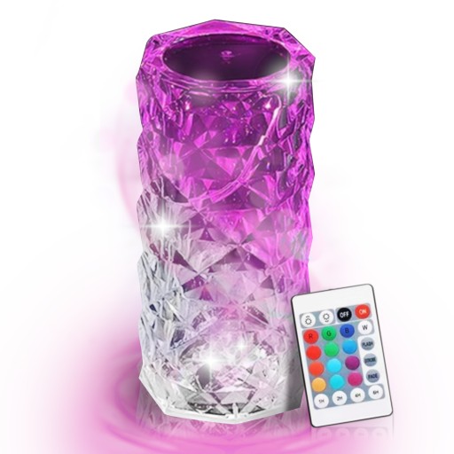 LED DOTYKOVÁ LAMPA, FAREBNÁ RGB KRYŠTÁLOVÁ LAMPA + DIAĽKOVÉ OVLÁDANIE