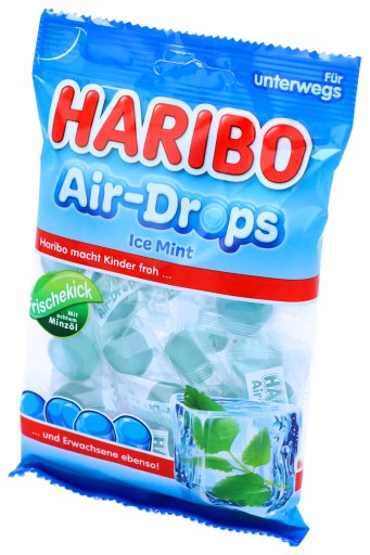 HARIBO Air-Drops Ice Mint jemné gumové mätové želé cukríky 100g DE