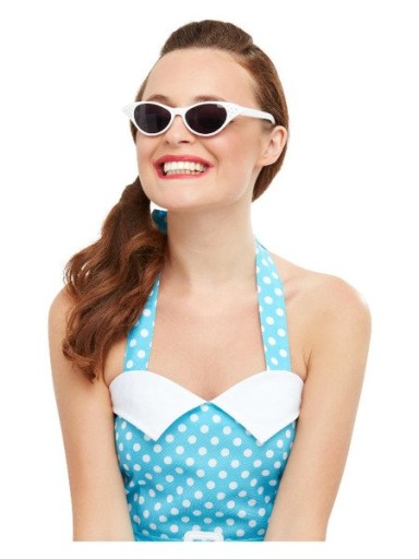 ROCK ROLOVÉ OKULIARE 50. A 60. ROKY PIN UP BIELY ZIRKÓN