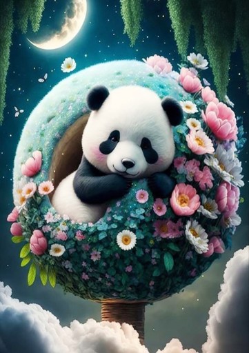 DIAMANTOVÁ VÝŠIVKA Diamantová maľba Diamantová mozaika pre deti Súprava Panda