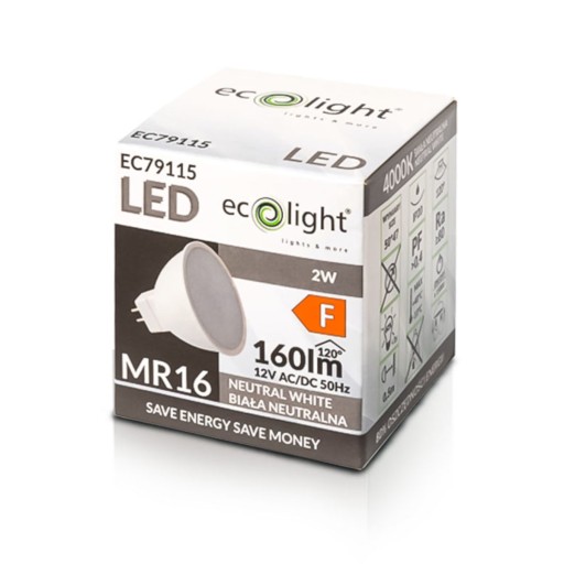LED žiarovka MR16 12V 2W = 20W 160lm Neutrál