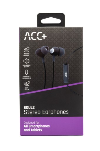 Slúchadlá do uší ACC+ SOUL 2 MAXCOM, ČIERNA, VEĽKÁ KVALITA, 3,5 MM JACK