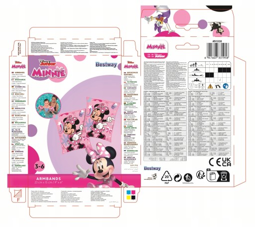 Minnie Mouse Butterfly plavecké návleky pre deti 3-6 rokov Bestway 91038