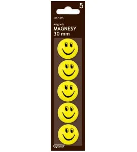 Magnetky 5 ks, žlté smajlíky 30 mm GRAND smile