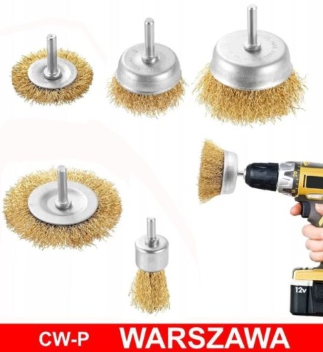 Drôtené kefy na vŕtačku/skrutkovač, 5 kusov
