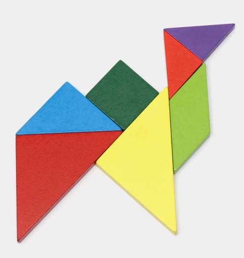 TANGRAMOVÉ MAGNETICKÉ BLOKY DREVENÉ PUZZZLE S LABUŤOU