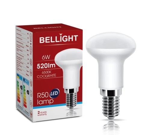 LED REFLEKTOR ŽIAROVKA MUSHROOM R50 230W 6W = 40W 520lm 6500k E14 STUDENÁ FARBA
